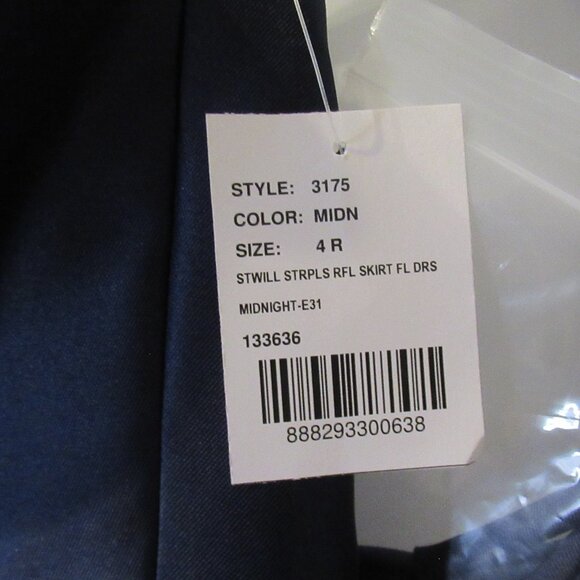 Dessy Collection Vivian Diamond Dress Blue Satin Ruffle Maxi Bridesmaid Prom - Picture 10 of 11